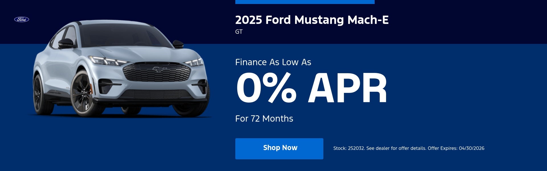 2025 Ford Mustang Mach-E GT Finance As Low As 0% APR For 