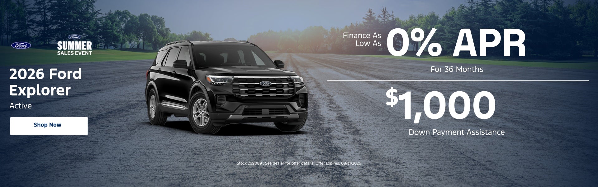 2026 Ford Explorer Active AND Finance As Low As 0% APR Fo