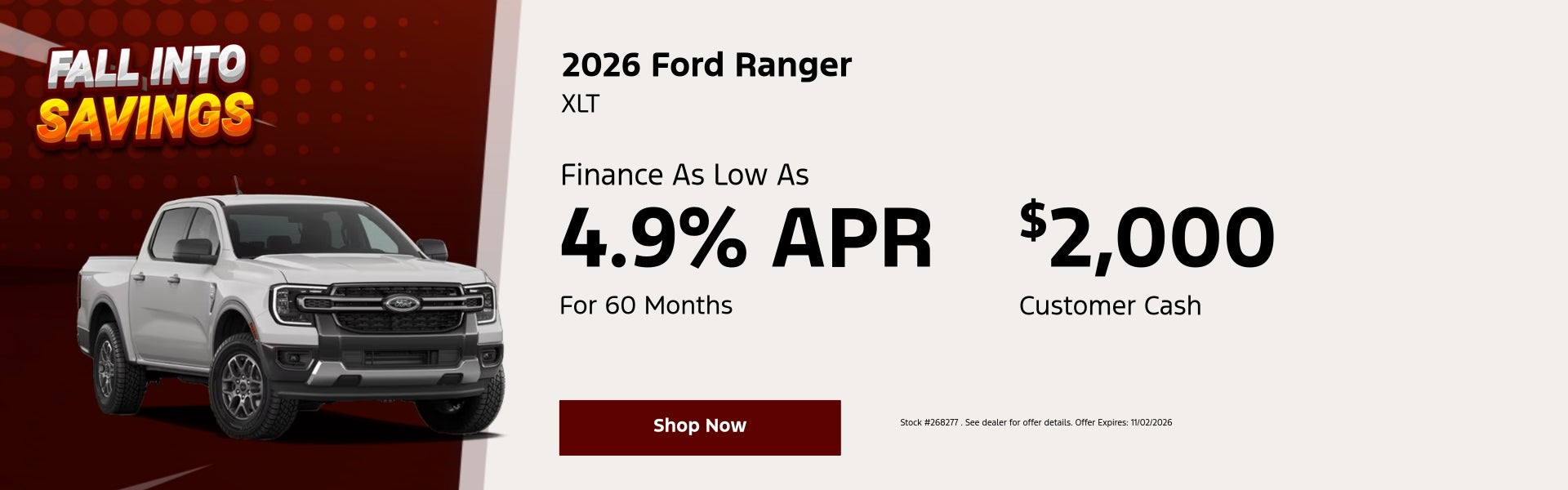 2026 Ford Ranger XLT OR Finance As Low As 4.9% APR For 60